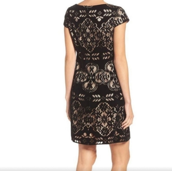 Eliza J. Black Velvet Burnout Sheath Dress Size 6P - Picture 2 of 9